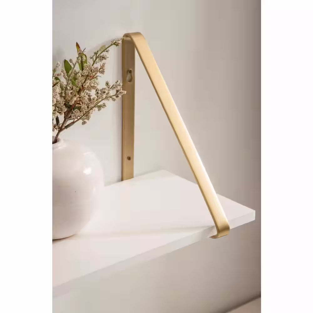 Kate and Laurel Soloman 18 in. x 8 in. x 8 in. White/Gold Decorative Wall Shelf