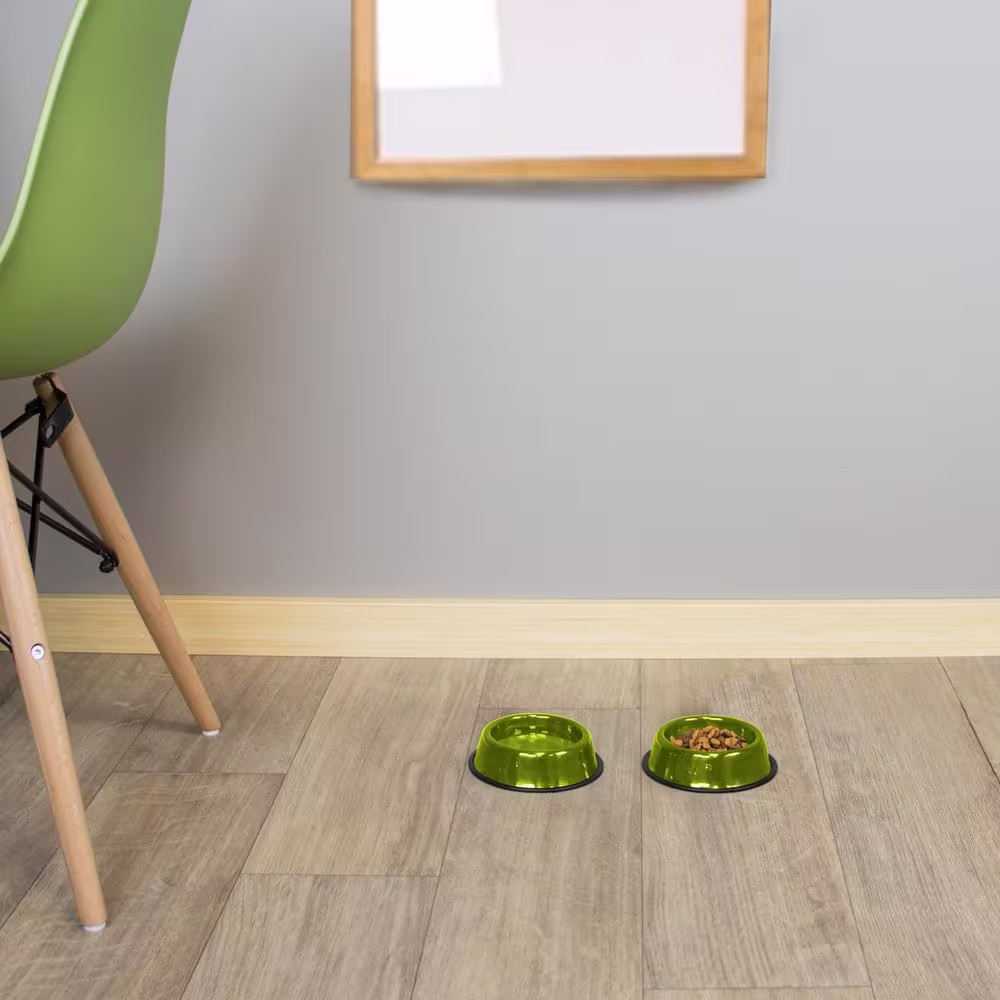 Platinum Pets 1 Cup Stainless Steel Embossed Non-Tip Cat Bowl in Lime