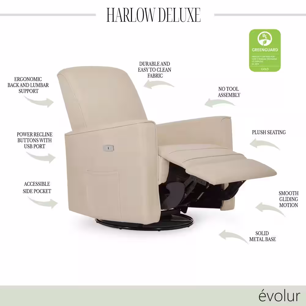 Evolur Shell Harlow Deluxe Glider, Power Recliner, Rocker