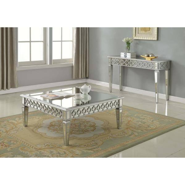 Best Master Furniture Stacey 52 in. Silver Rectangle Wood Console Table