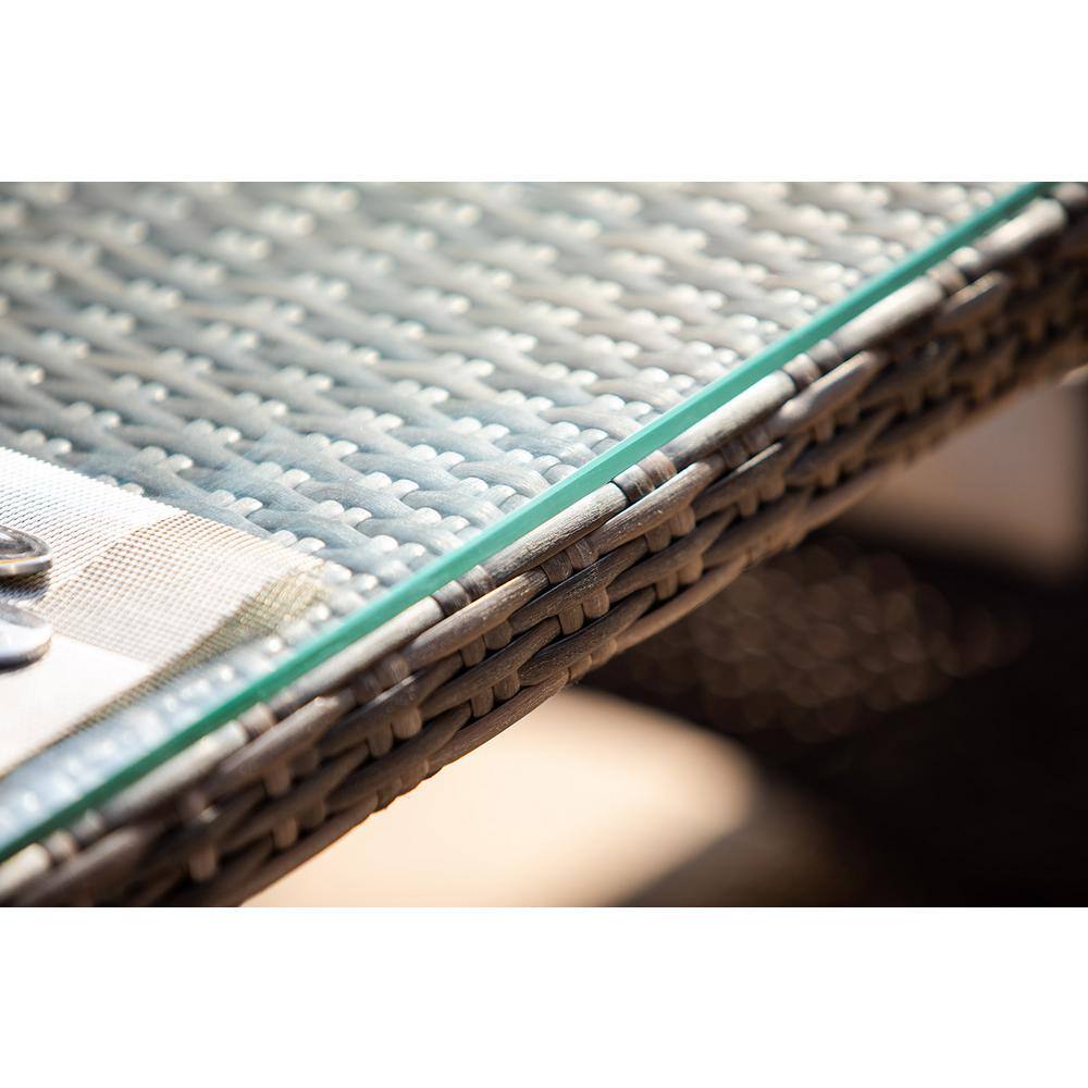 DIRECT WICKER Firefly Brown Wicker Rectangular Propane Fire Pit Table with Tempered Glass Surround