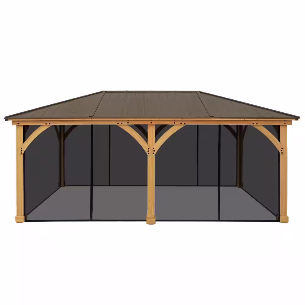 Yardistry Mosquito Mesh Kit to fit Meridian 12 ft. x 20 ft. Gazebo with UV resistant Phifer Material and Easy Glide Tracks