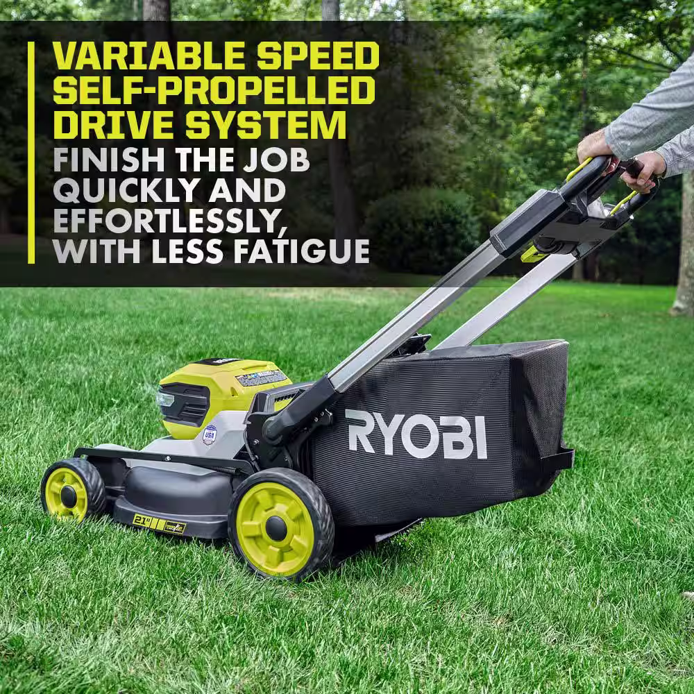 RYOBI 40V HP Brushless 21 in. Battery Walk Behind Multi-Blade Push Lawn Mower with 7.5 Ah Battery and Rapid Charger