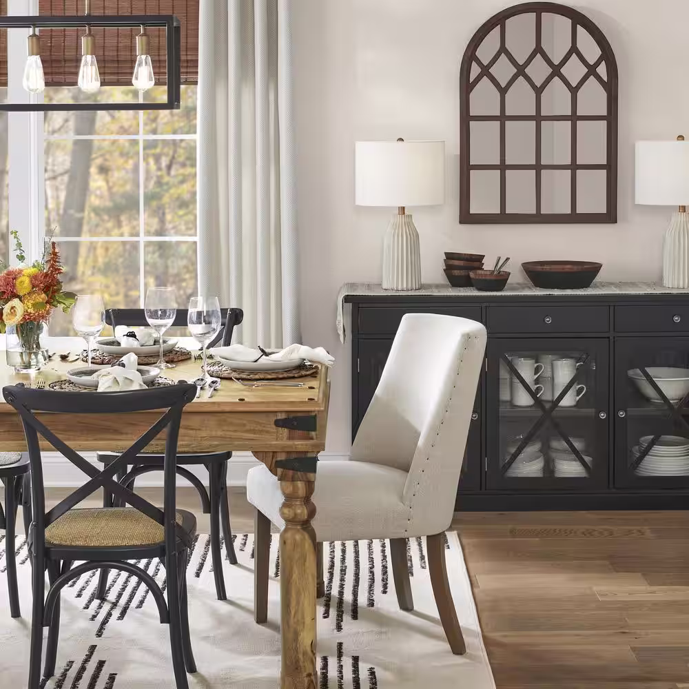 None Kensington Reclaimed Natural Upholstered Parson Chairs (Set of 2)