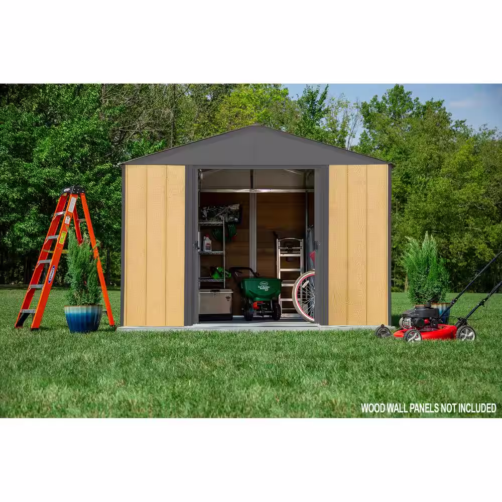 Arrow Ironwood 10 ft. W x 12 ft. D Anthracite-Finish Galvanized Steel Custom Hybrid Shed Kit