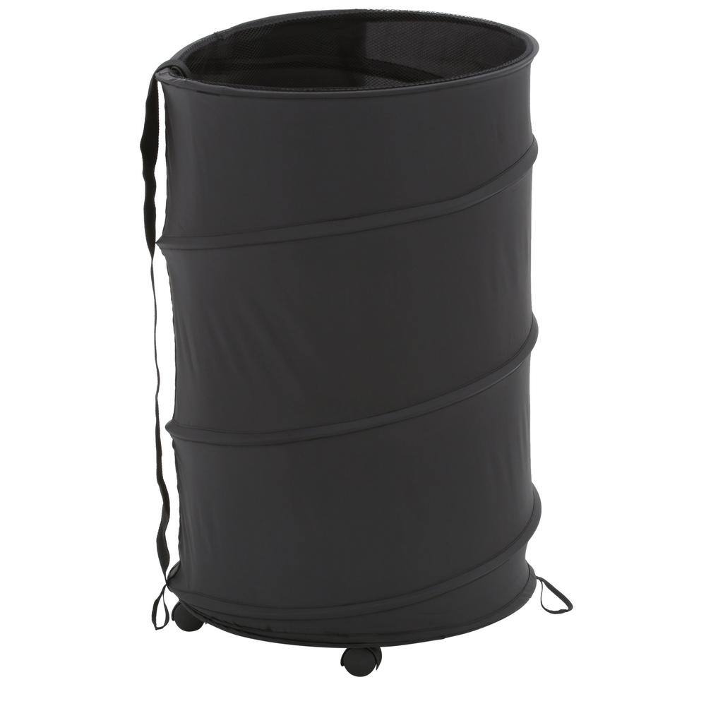 Honey-Can-Do Pop-Up Laundry Bin and Hamper with Wheels, Black