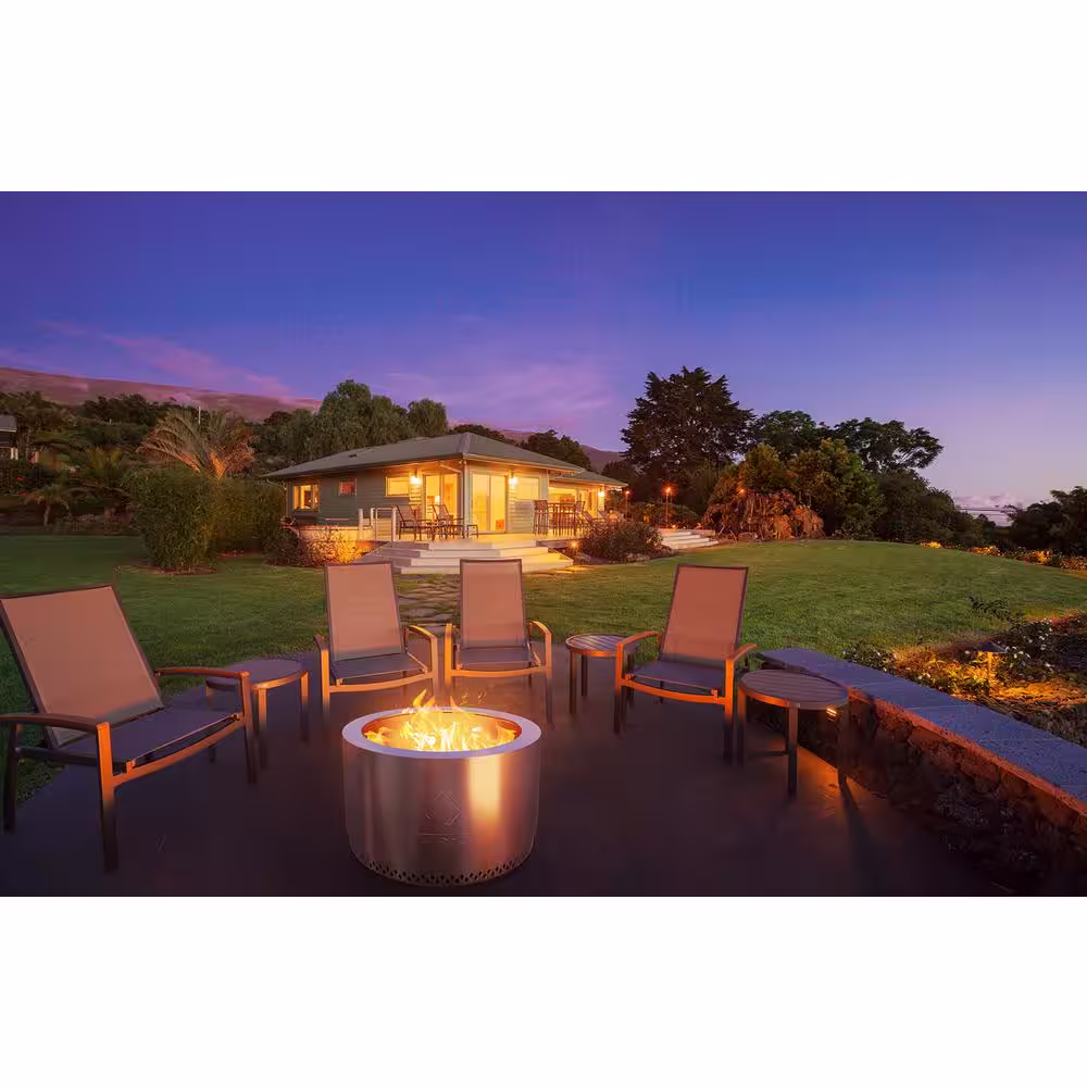 HotShot Homestead Low Smoke 25 in. Round Wood-Burning Fire Pit in Stainless Steel with Cover