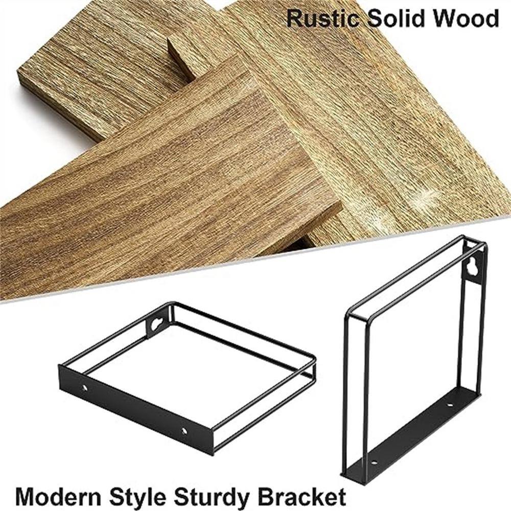 None 4.9 in. D x 17 in. W x 4.2 in. H Black Rustic Floating Shelves, Hanging Shelves Wall Mount Set of 3