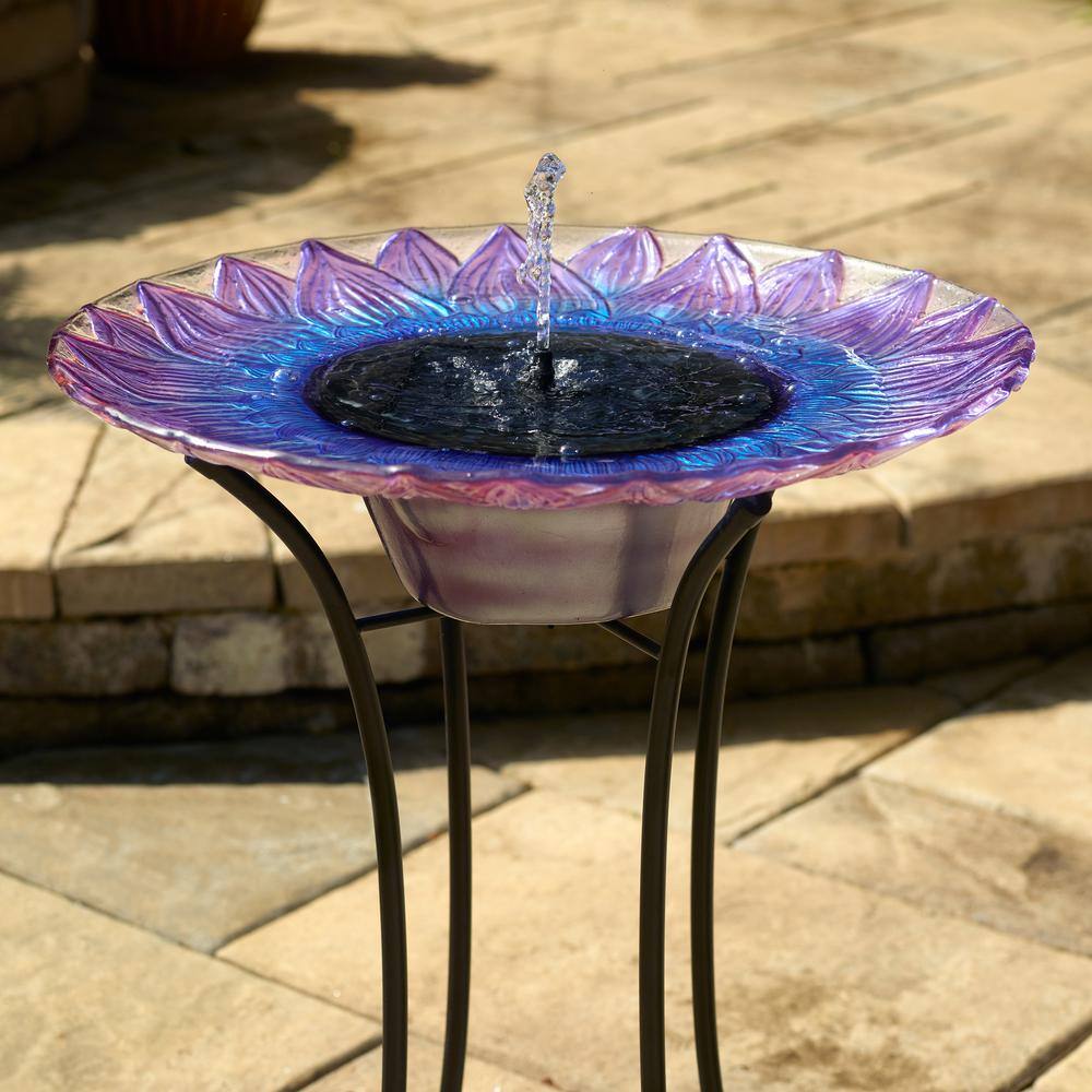 Smart Solar Bell Flower Glass Solar Birdbath