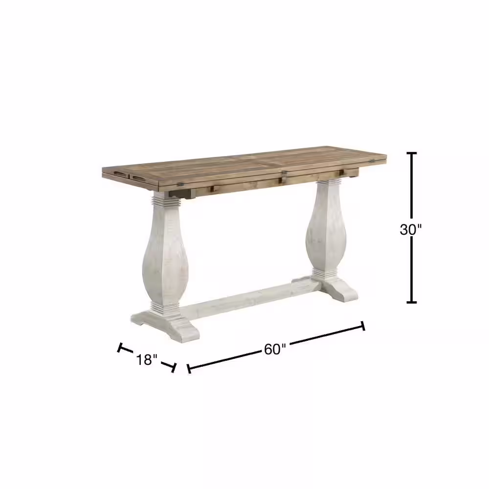 Martin Svensson Home Napa 60 in. White Stain/Reclaimed Natural Standard Rectangle Wood Console Table with Pedestal