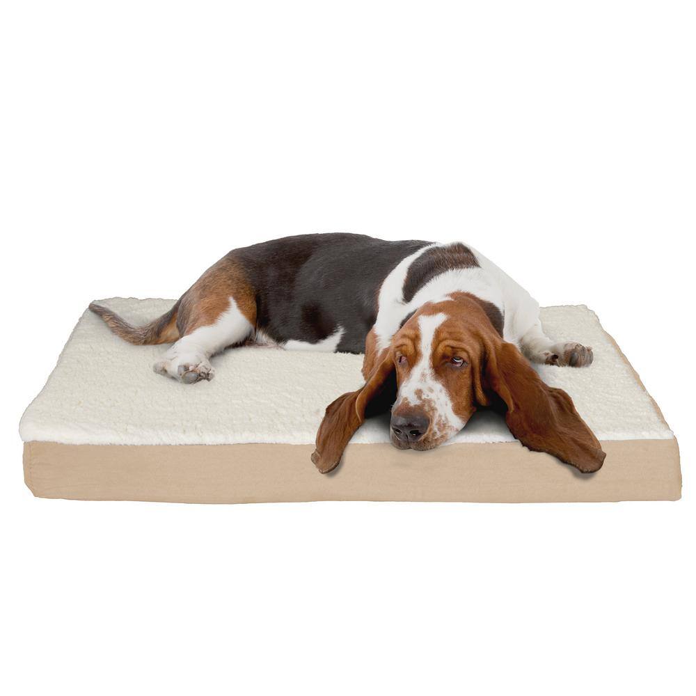 Petmaker Large Tan Orthopedic Sherpa Pet Bed