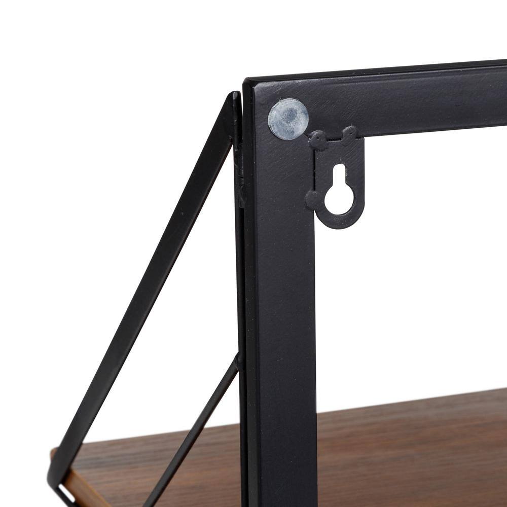 Honey-Can-Do Laundry Room Makeover 8 in. H x 18 in. W x 6 in. D Melamine and Steel Shelf in Walnut/Black