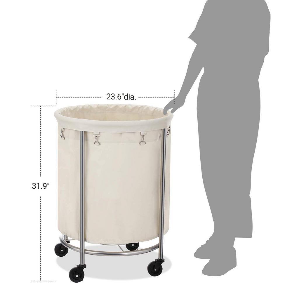 None 23.6 in. W x 23.6 in. D x 31.9 in. H Fabric Laundry Basket Hamper with Wheels Cream