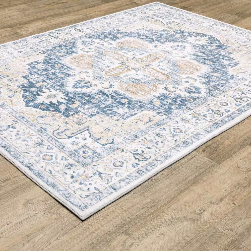None Bazaar Brea Blue 8 ft. x 10 ft. Area Rug