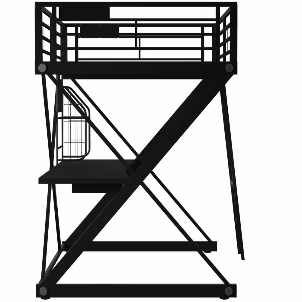 Powell Company Lorenzo Black Heavy Guage Powder Coated Tubular Steel Loft Bunk Bed