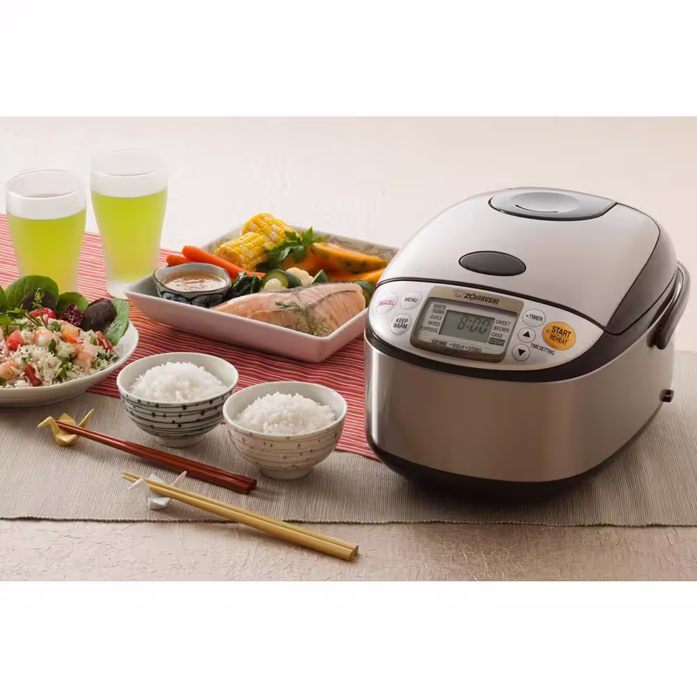 Zojirushi Micom 5-Cup Brown Stainless Rice Cooker with Built-In Timer