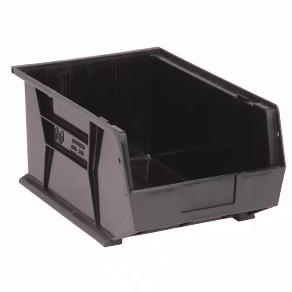 QUANTUM STORAGE SYSTEMS Ultra Series 13.71 Qt. Stack and Hang Bin in Black (4-Pack)