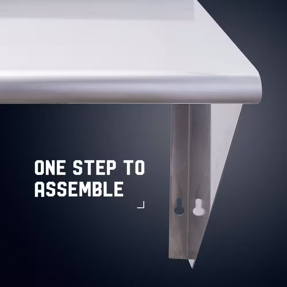 None 12 in. x 24 in. x 13.1 in. Stainless Steel Wall-Mount Garage Wall Shelf with Brackets