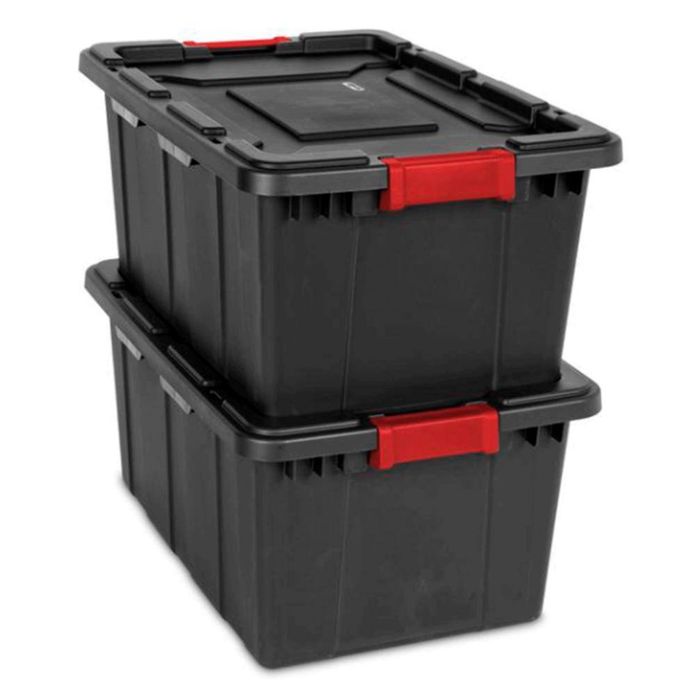 Sterilite 15-Gal. Durable Rugged Industrial Tote with Latches in Black (12-Pack)
