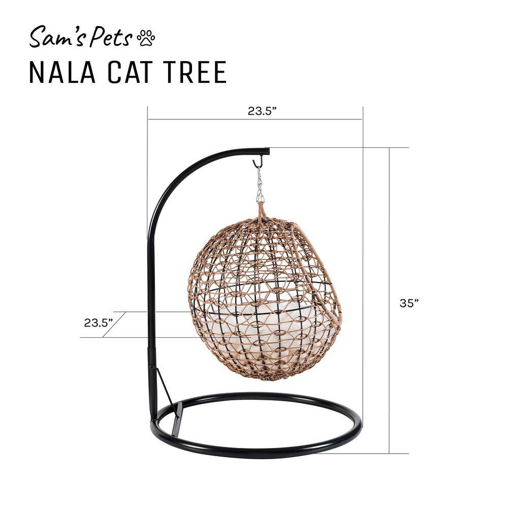 None Nala Medium Brown Hanging Egg Cat Condo Bed