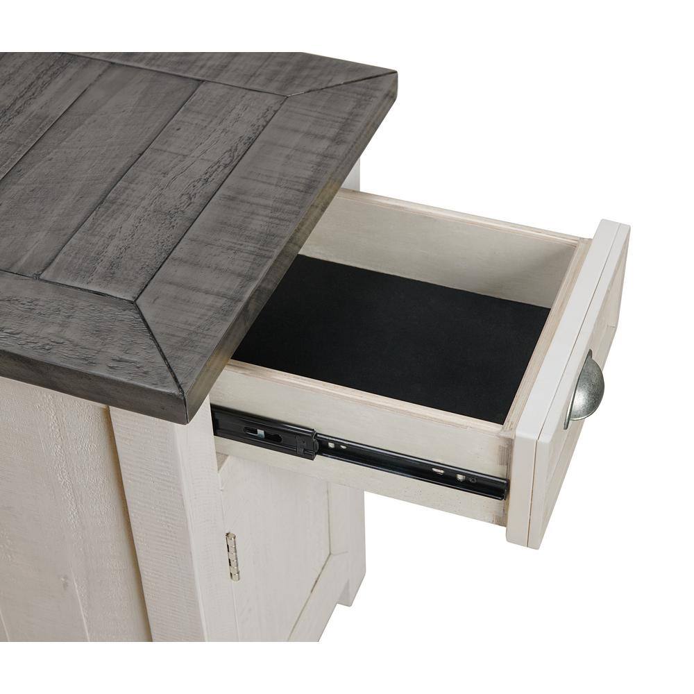 Martin Svensson Home Monterey 16 in. White and Grey Chairside End Table with Power