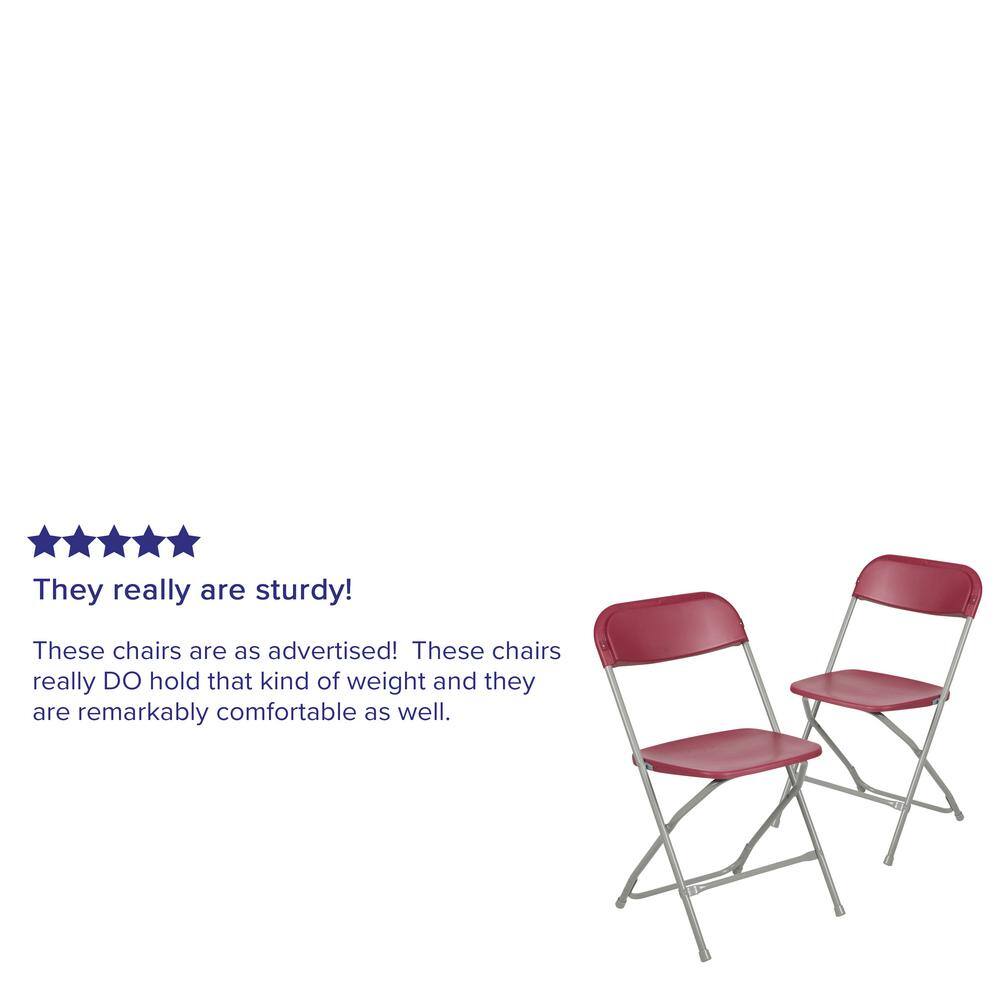 Carnegy Avenue Red Plastic Seat with Metal Frame Folding Chair (Set of 2)