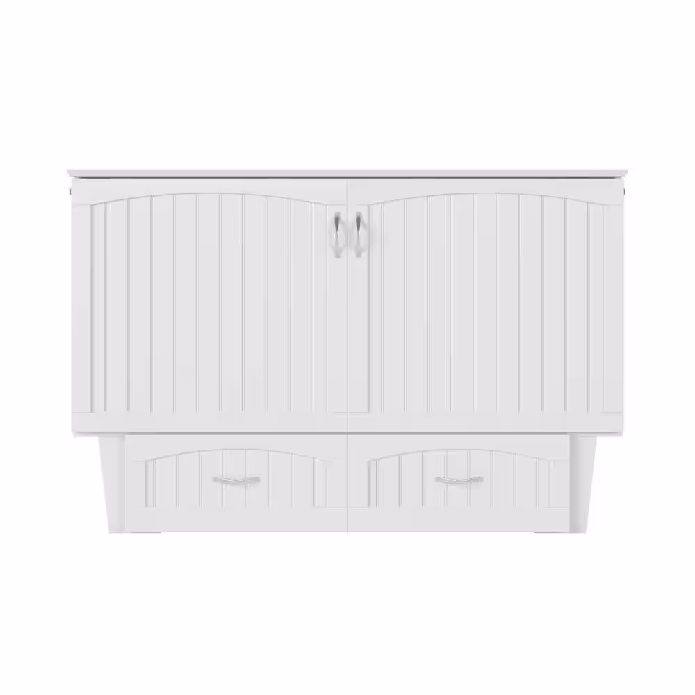 AFI Nantucket Murphy Bed White Queen Chest with Charging Station and Coolsoft Mattress