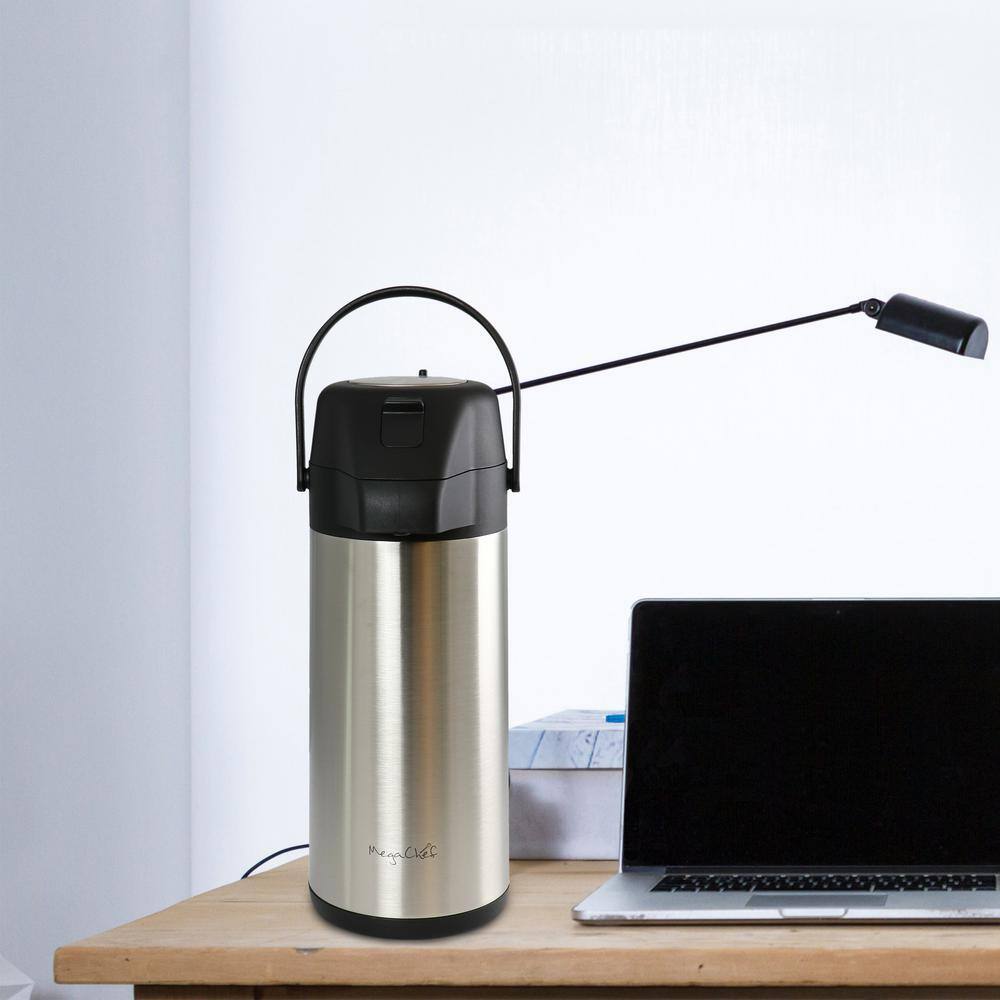 MegaChef 12 Cup Silver Stainless Steel Vacuum Body Pump Cap Air Pot
