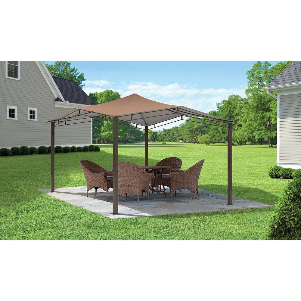 ShelterLogic 12 ft. D x 12 ft. W Sequoia High-Quality Steel Gazebo in Bronze with UV-Protected Cover and Unique Vented Roof