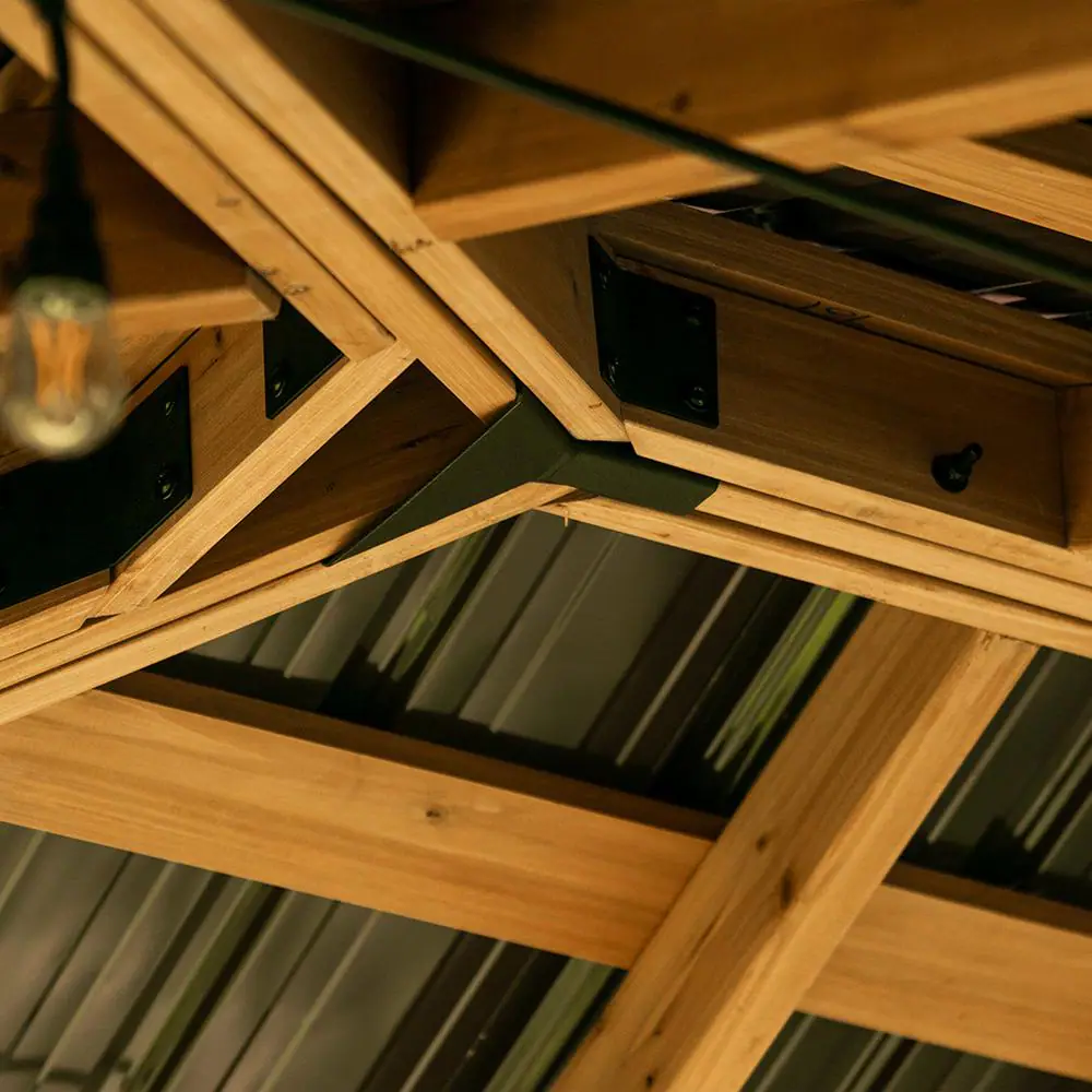 Backyard Discovery Barrington 16 ft. x 12 ft. Light Brown Wooden Gazebo with Hip Roof