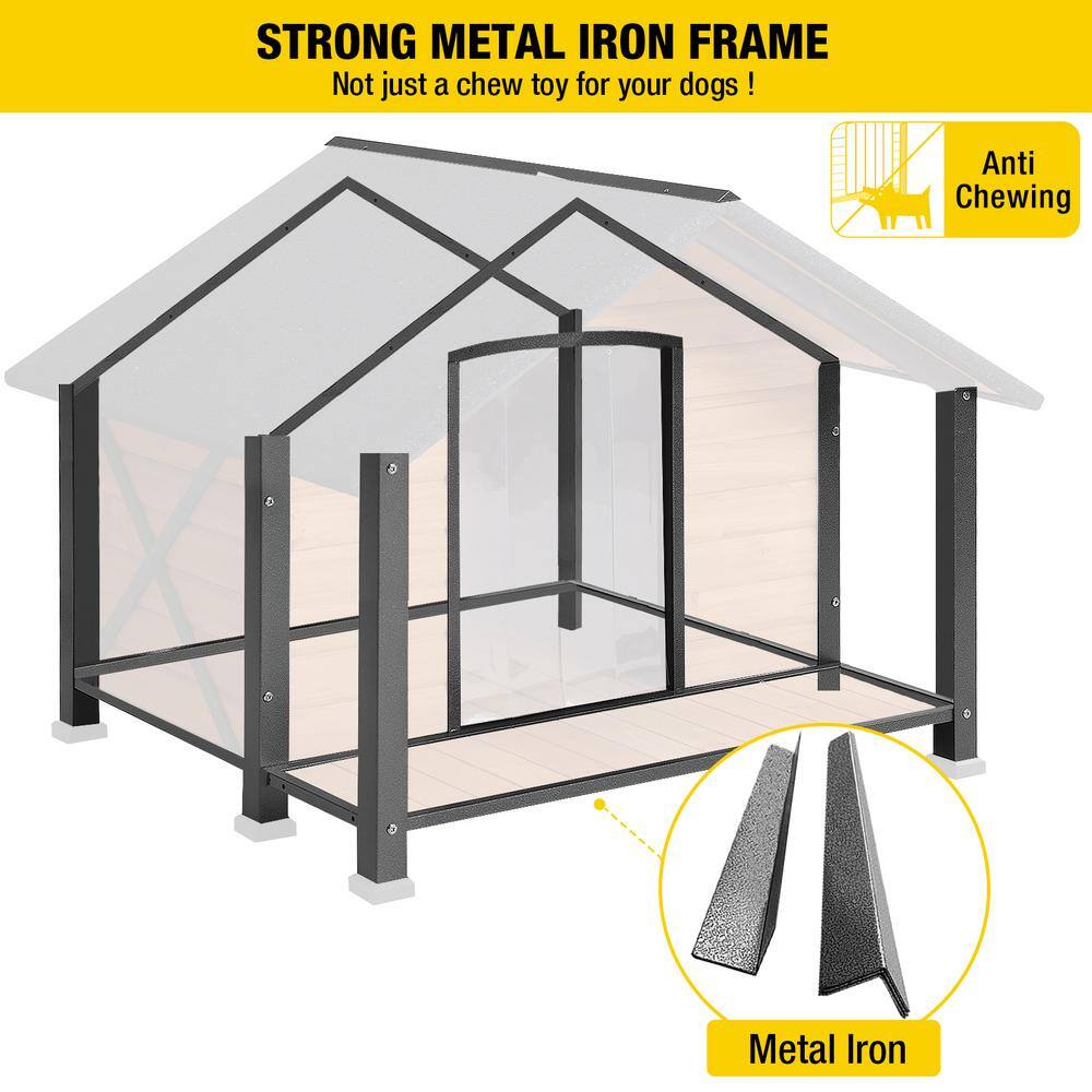 None Large Waterproof Dog House with Anti-Chewing Metal Frame