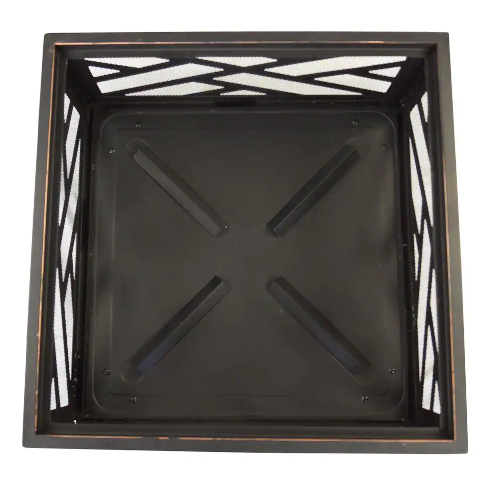 Pleasant Hearth Martin 26 in. x 26 in. Square Deep Bowl Steel Wood Fire Pit in Rubbed Bronze