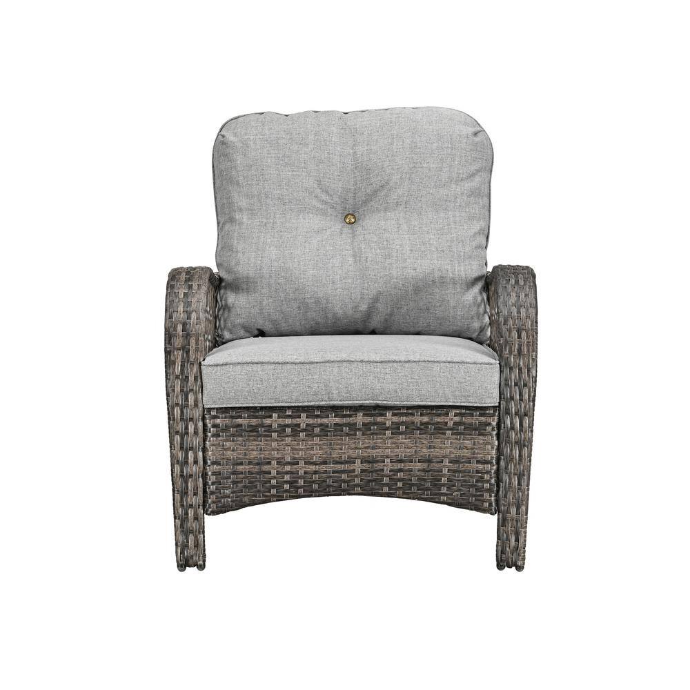 Patio Festival 3-Piece Wicker Patio Conversation Set with Gray Cushions