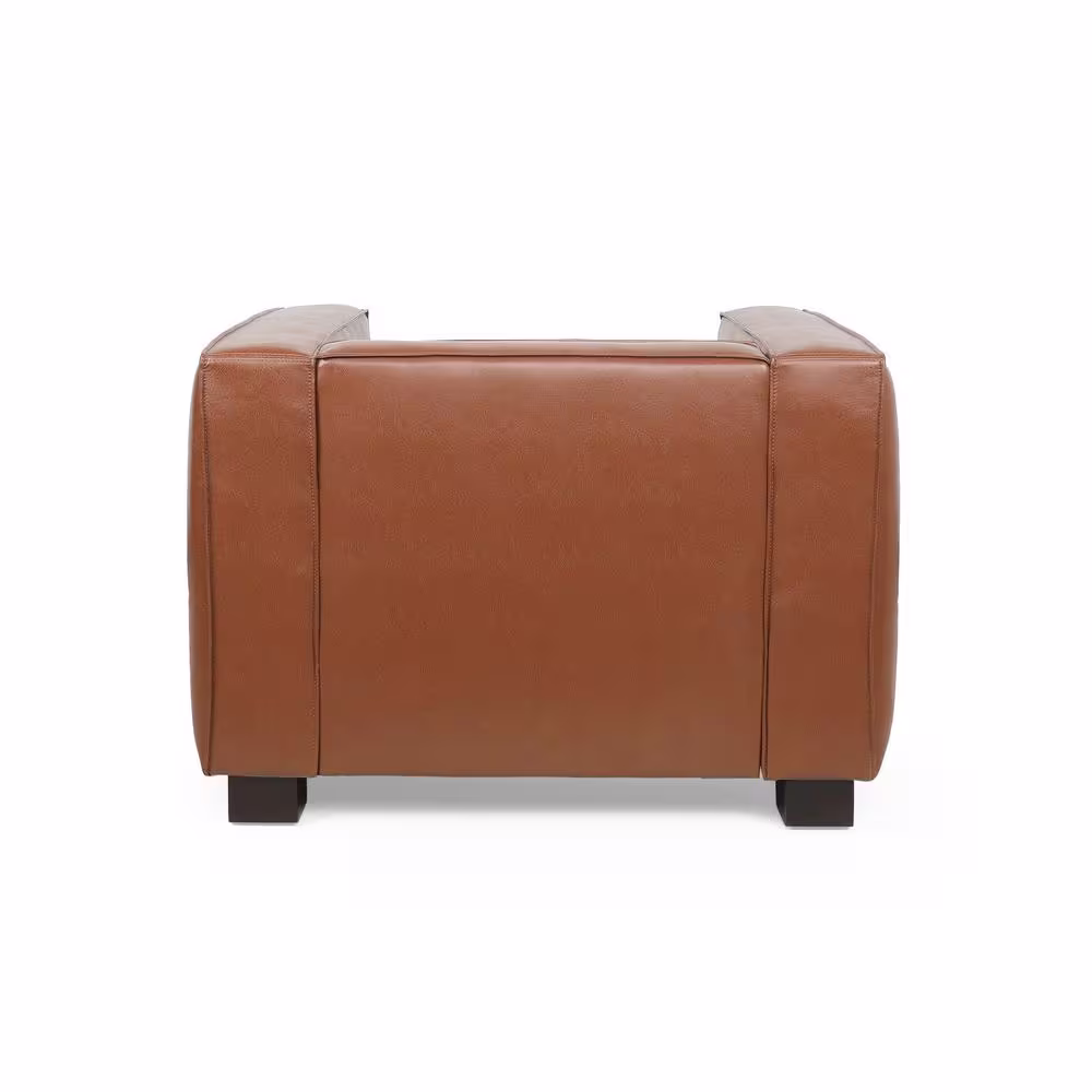 Noble House Denison Cognac Brown Faux Leather Club Chair