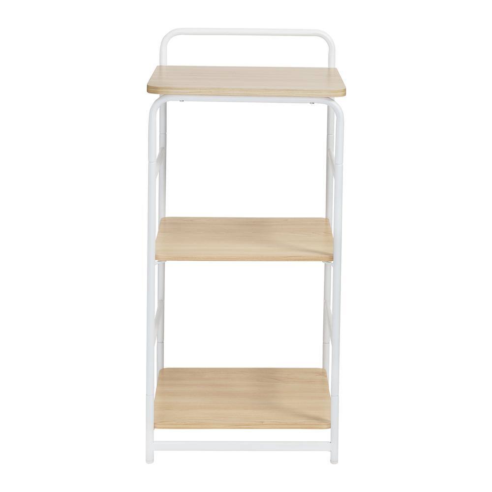 Honey-Can-Do Natural and White 3-Tier Steel Shelving Unit (15.7 in. W x 33.7 in. H x 11.8 in. D)