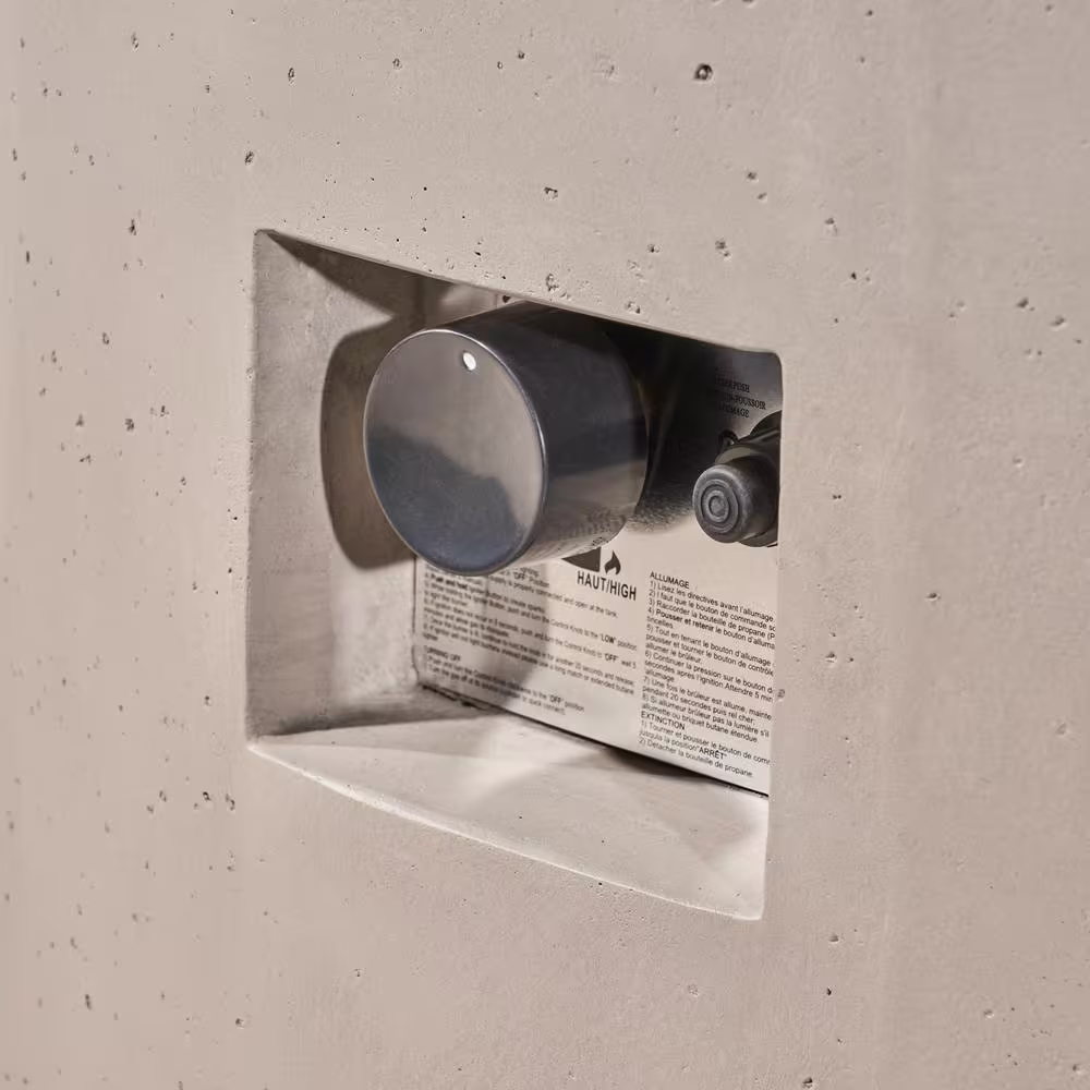 Noble House Zachary 31 in. x 24.5 in. Circular Concrete Propane Fire Pit in Light Gray