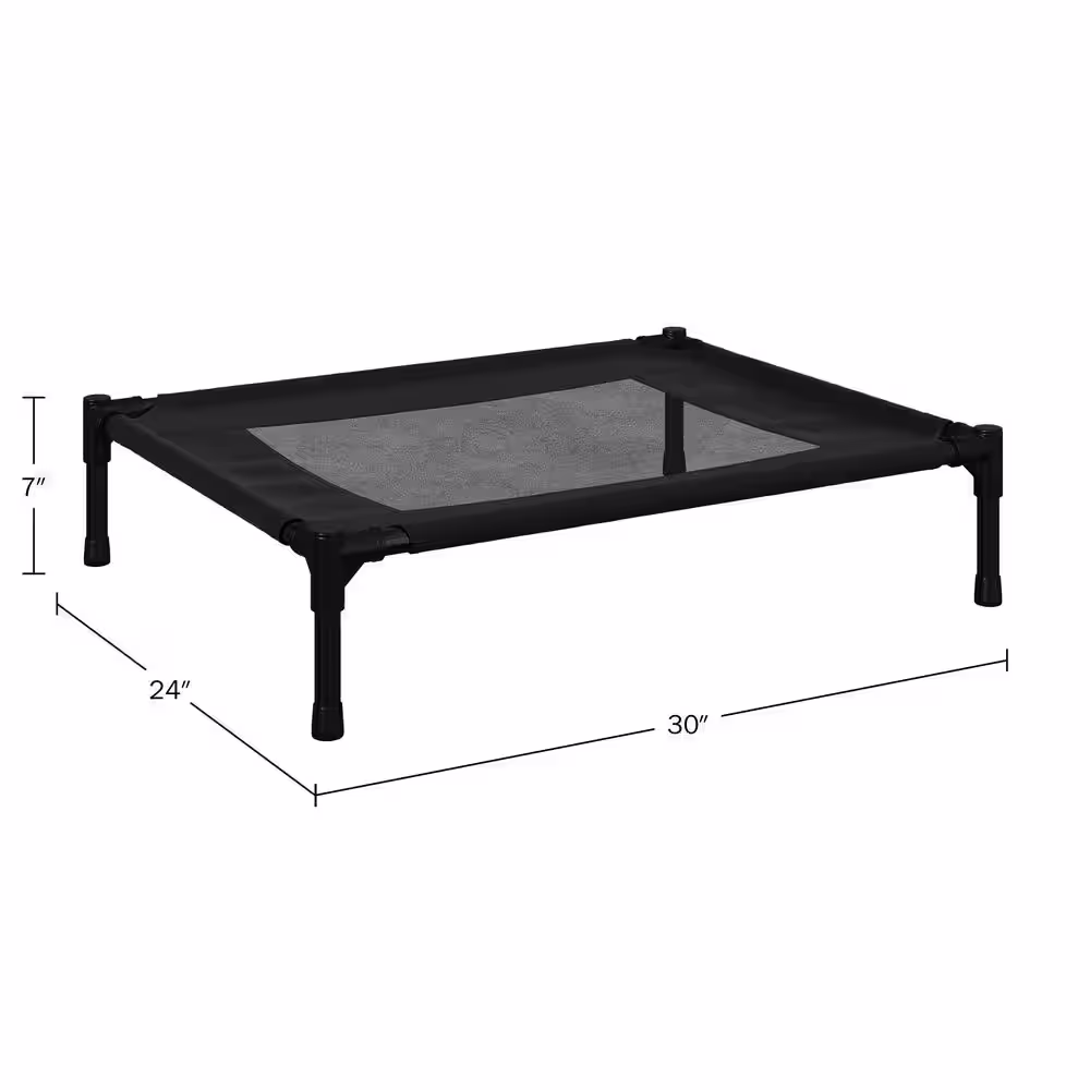 Petmaker Elevated Dog Bed-30 in. x 24 in. Black Portable Pet Bed with Non-Slip Feet- Indoor/Outdoor Dog Cot or Puppy Bed for Pets
