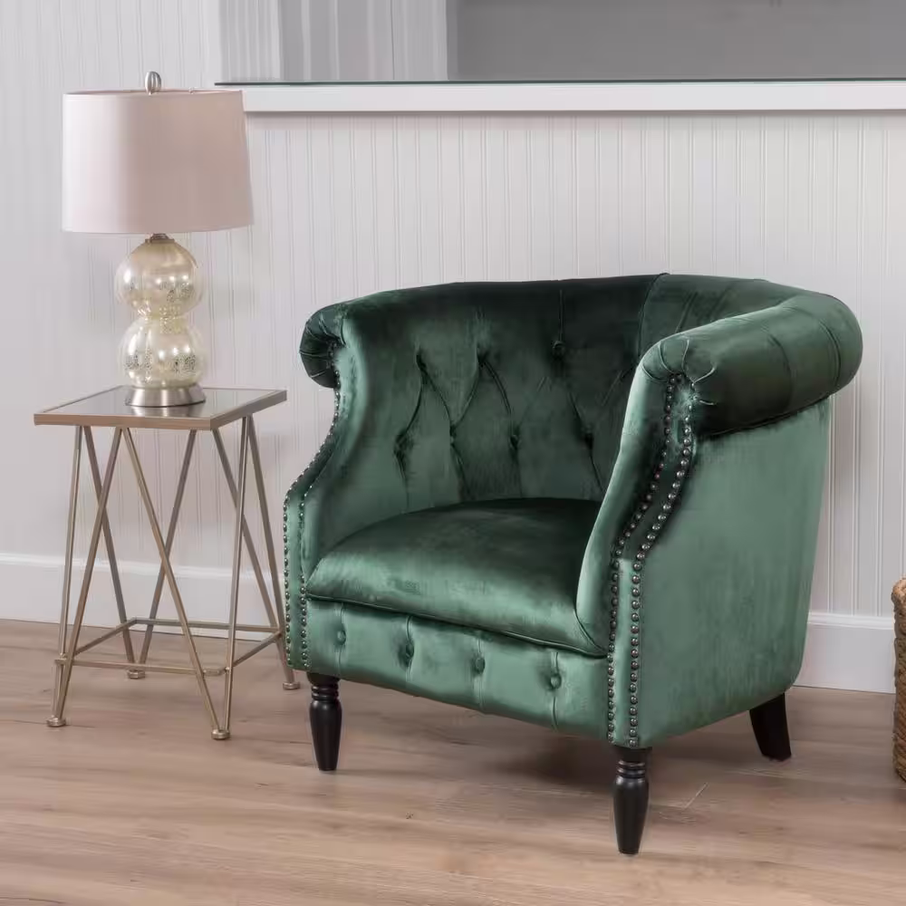 Noble House Akira Emerald Velvet Upholstered Club Chair
