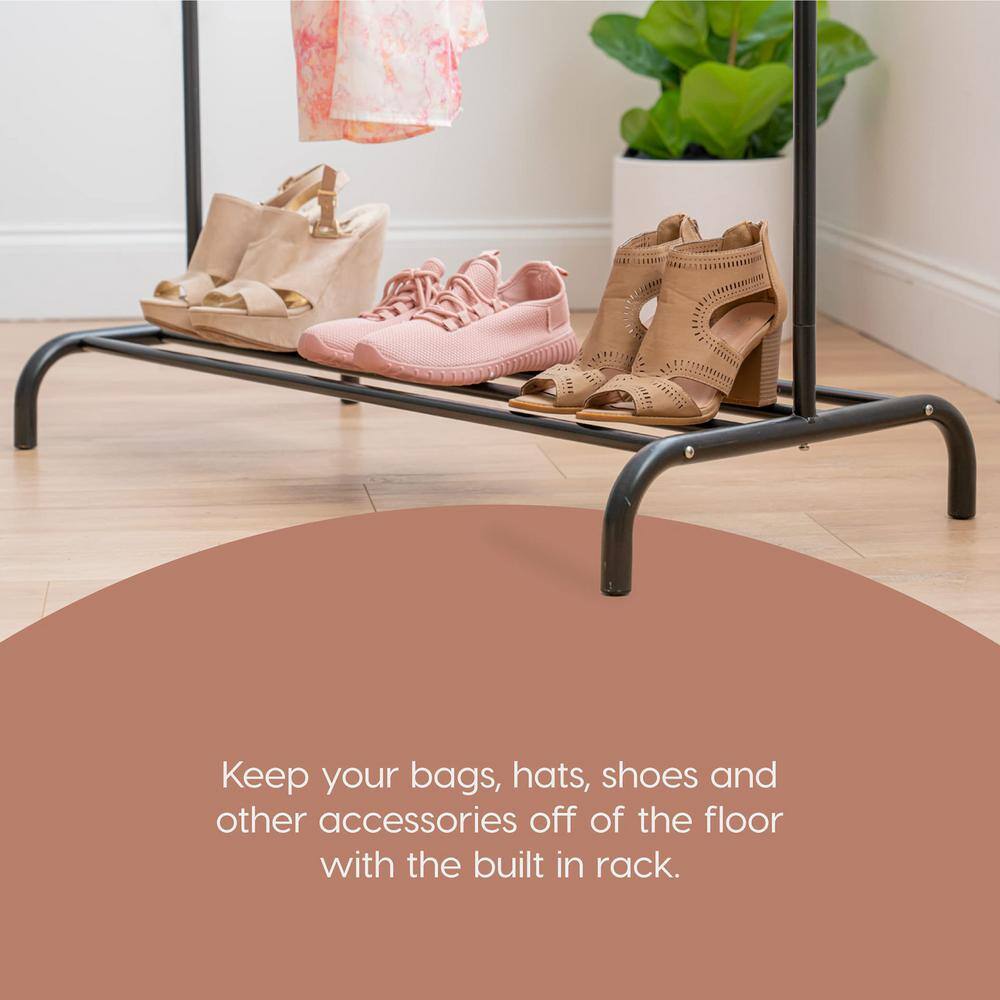 None White Metal Garment Clothes Rack 35.6 in. W x 61.6 in. H