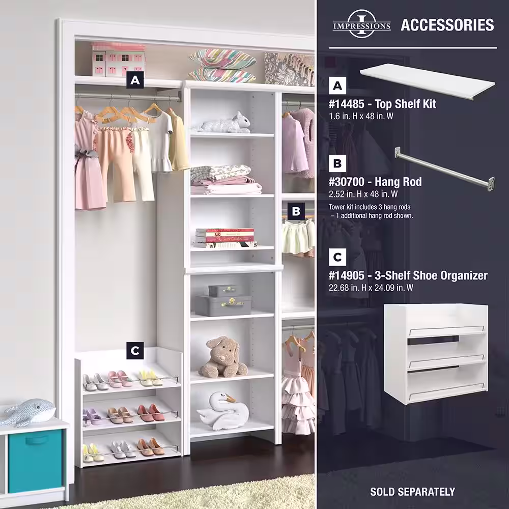 ClosetMaid Impressions Standard 60 in. W - 120 in. W White Wood Closet System