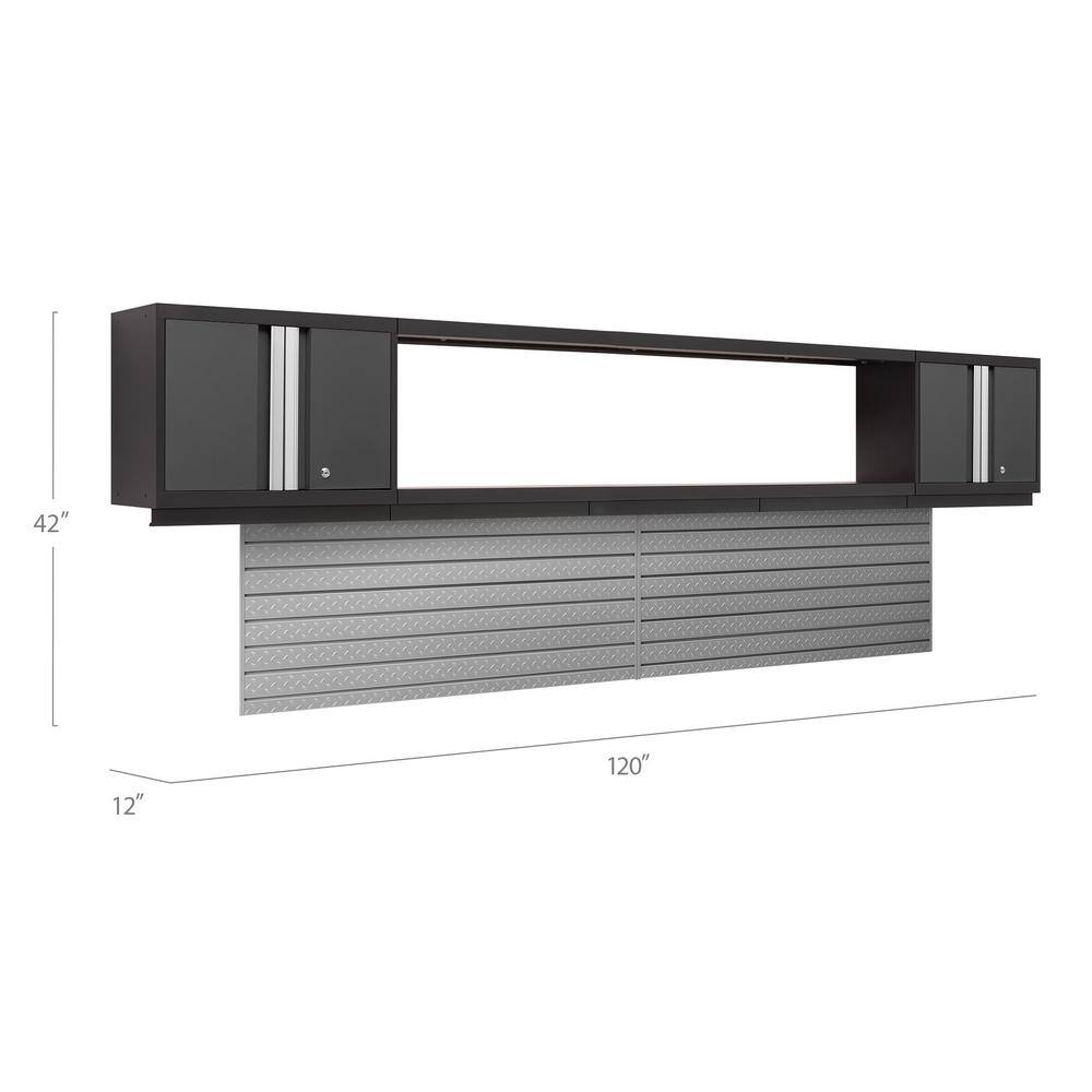 NewAge Products Bold Series 120 in. W x 48.25 in. H x 12 in. D 24-Gauge Steel Garage Cabinet Set in Gray (2-Piece)