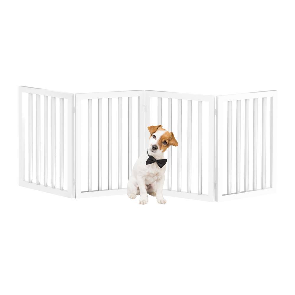 Petmaker 4-Panel Wooden Freestanding Folding Pet Gate in White