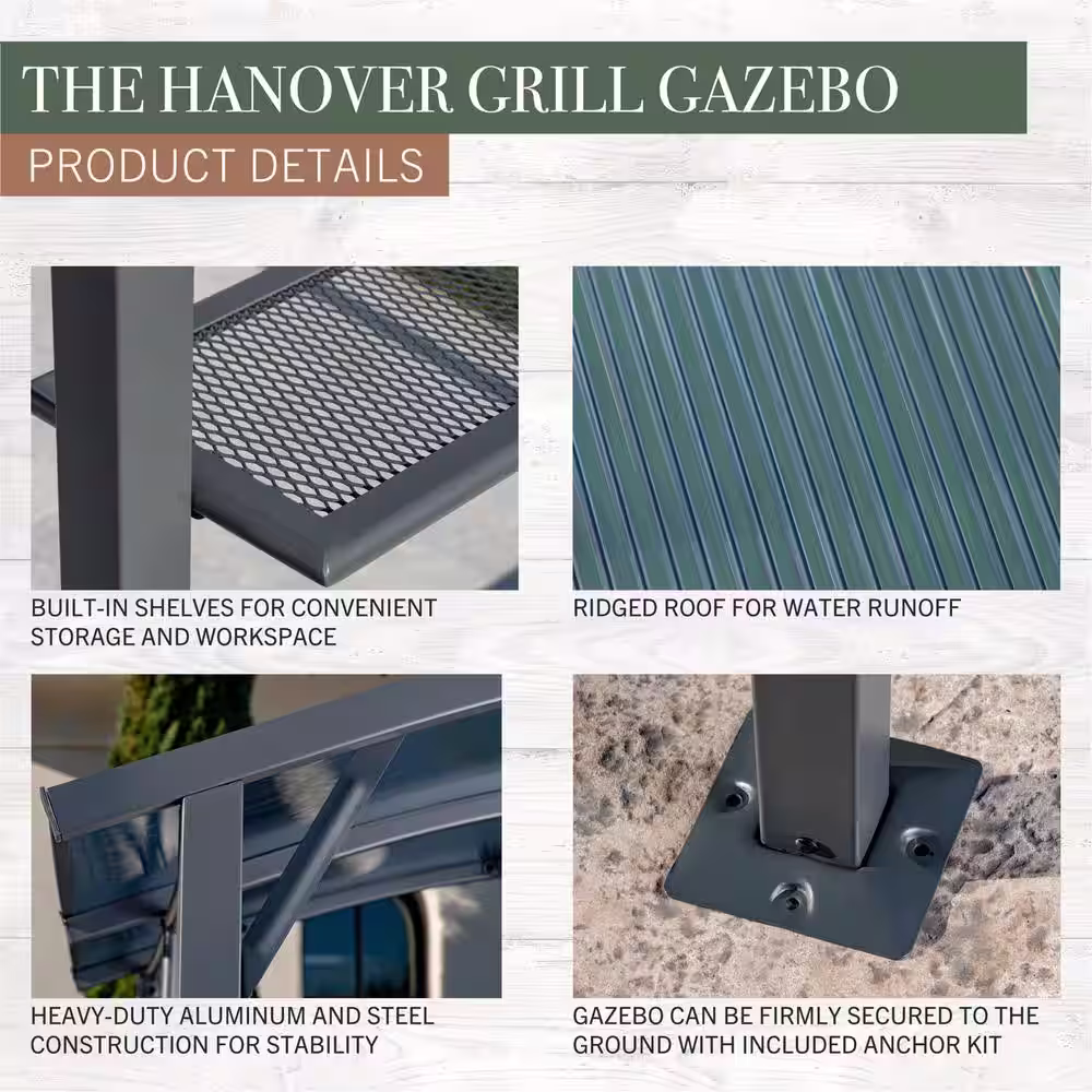 Hanover 4.9 ft. x 7.5 ft. Grill Gazebo