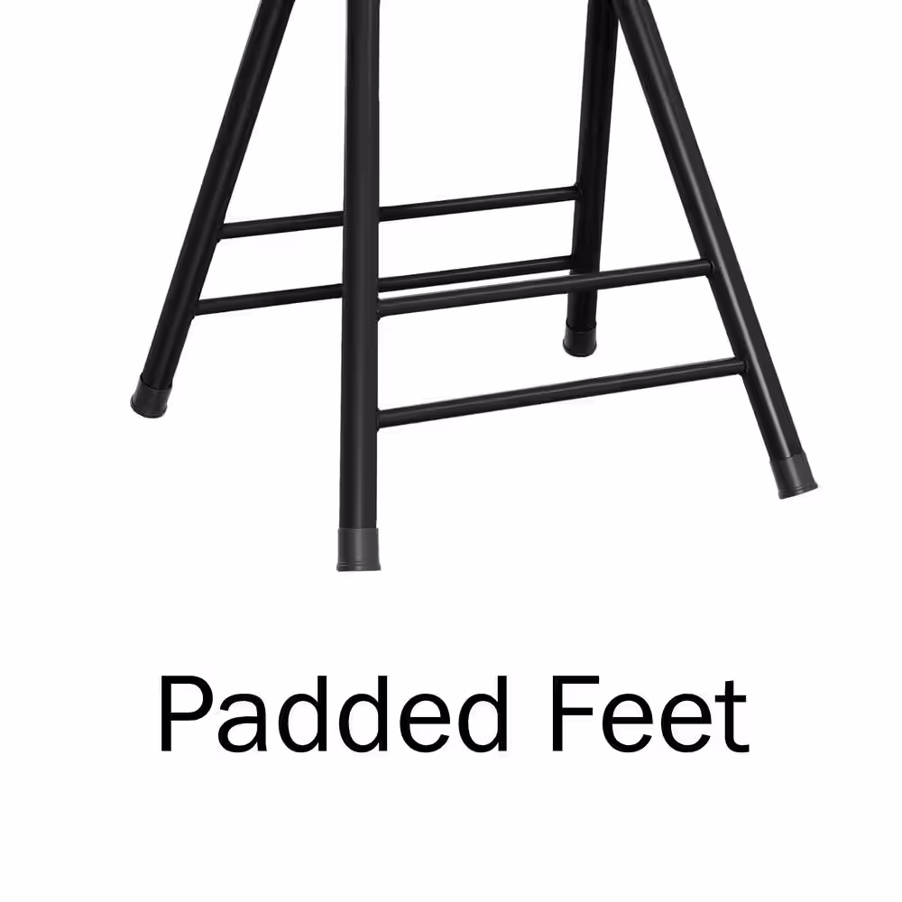 Trademark Home Black Steel Padded Seats Folding Bar Stools 24 in. Set of 2