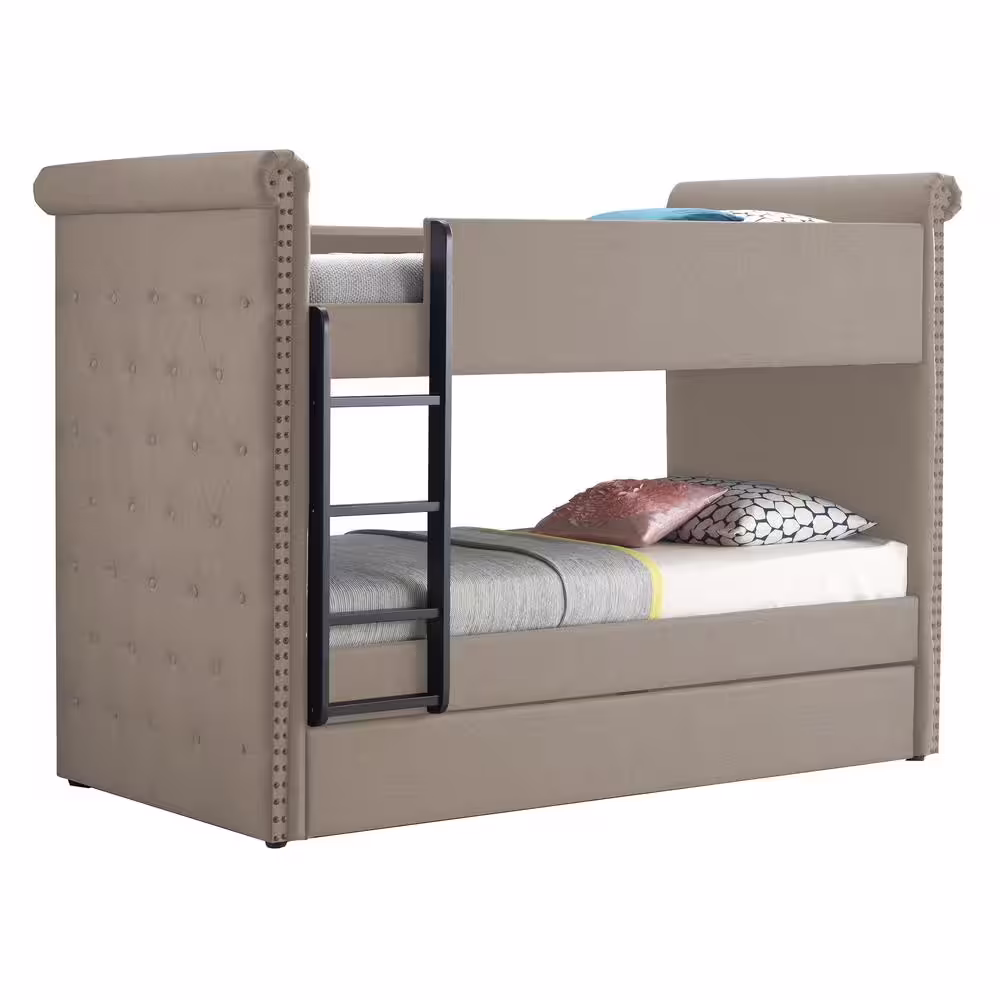Acme Furniture Romana II Beige Fabric Twin/Twin Bunk Bed and Trundle