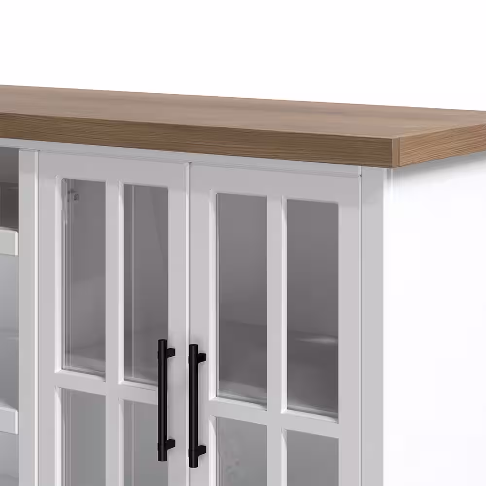 None 97 in. Fully Assembled White and Brown TV Stand, Fits TV's up to 85 in.