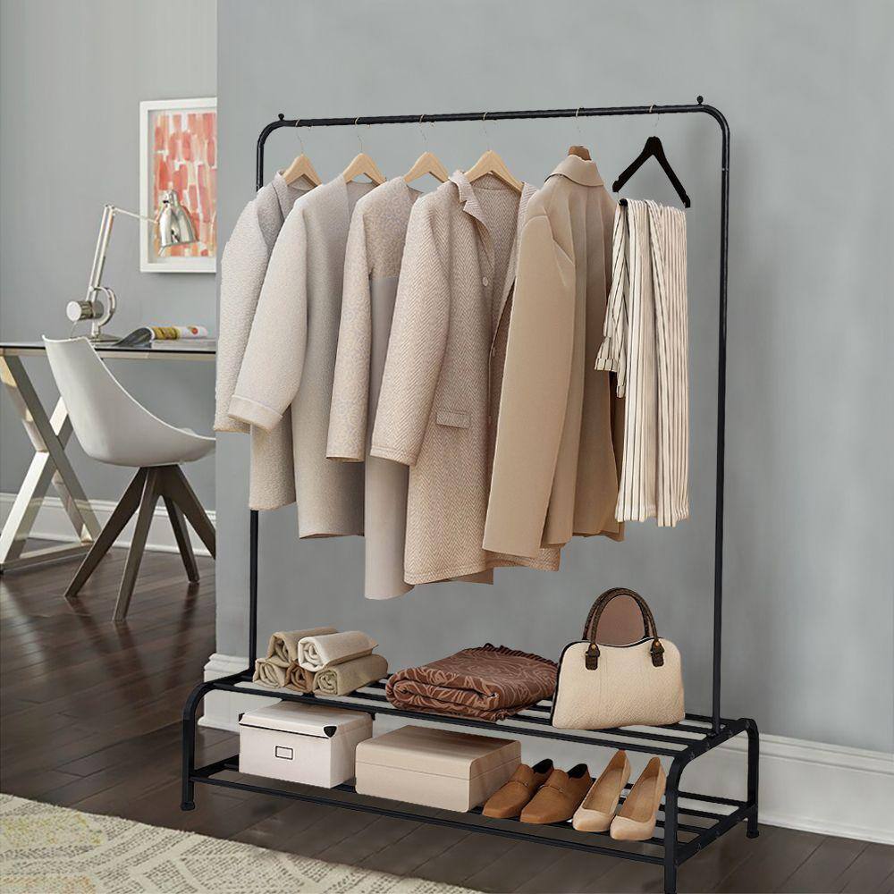 Kahomvis Black Metal Clothes Rack 43.3 in. W x 60 in. H