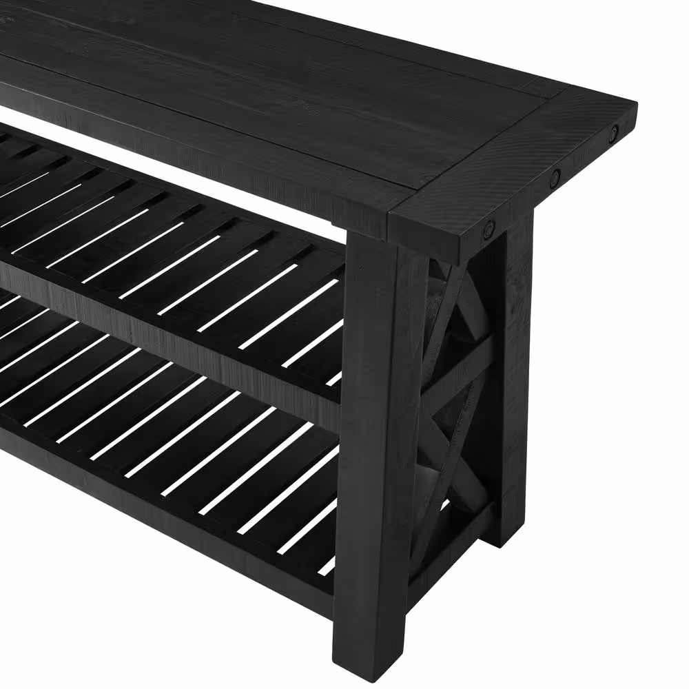 Martin Svensson Home Bolton 55 in. Black Stain Rectangle Solid Wood Console Table