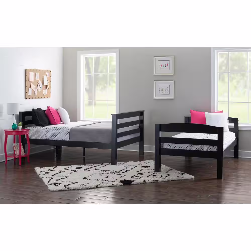 Powell Company Sanders Black Twin Over Full Bunk Bed with Heavy Duty Slats
