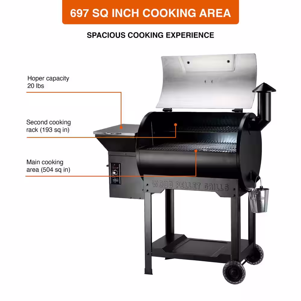 Z GRILLS 694 sq. in. Wood Pellet Grill and Smoker PID, Stainless Steel